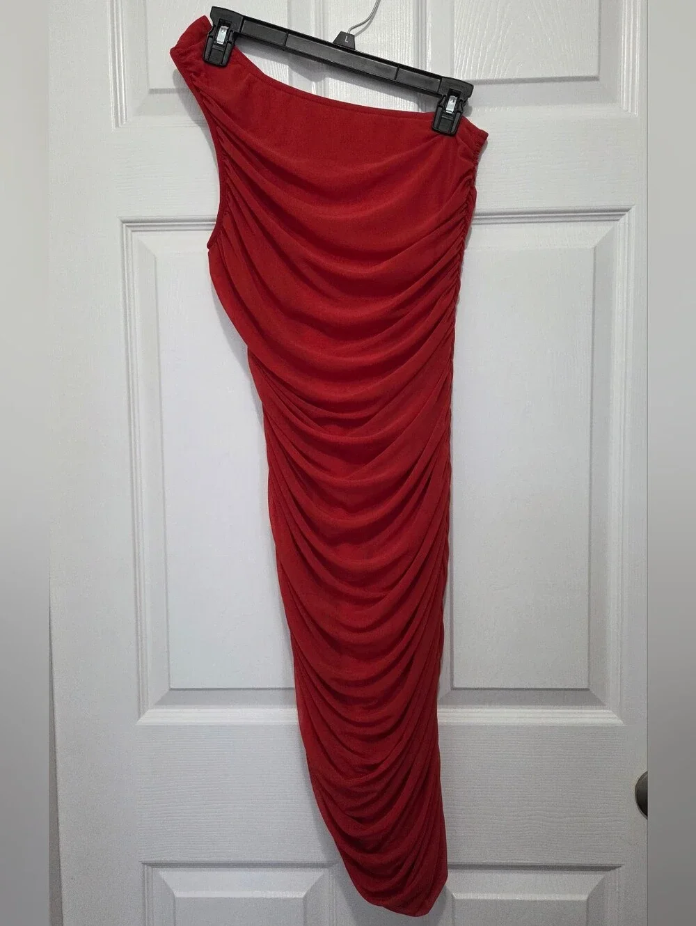 PRETTYGARDEN Rust One Shoulder Ruched Bodycon Dress Cocktail Wedding Guest Sz S - Picture 3 of 10
